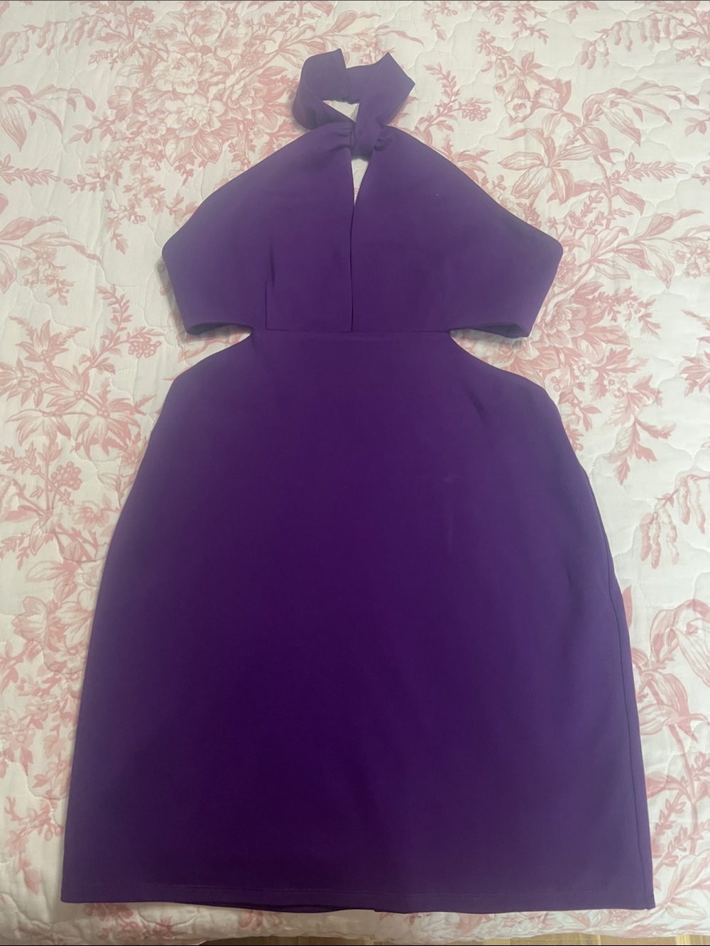 Lovers + Friends Purple Halter Cutout Mini Dress